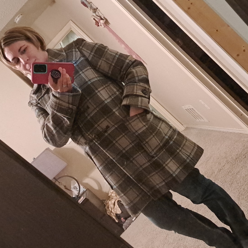 Gap wool blend plaid winter coat sz L